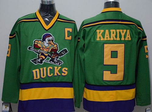 Ducks #9 Paul Kariya Green CCM Throwback Stitched NHL Jersey - Click Image to Close